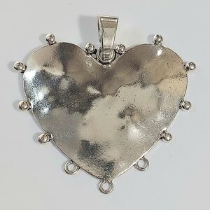 Large Silver Valentine Love Heart Necklace Pendant
